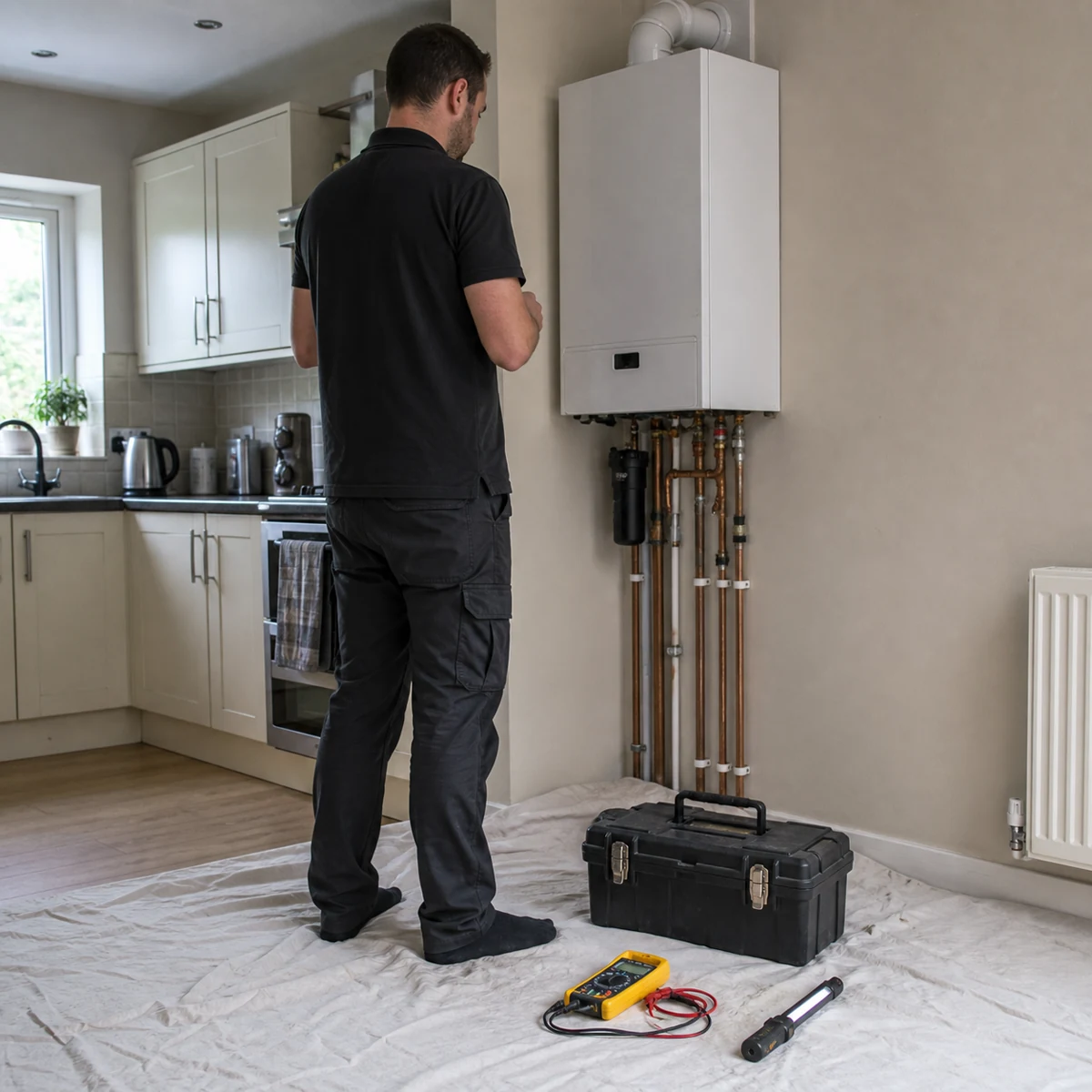Teknik Servis İçin Güvenli Çalışma Alanı için temsilî kombi ve iklimlendirme görseli