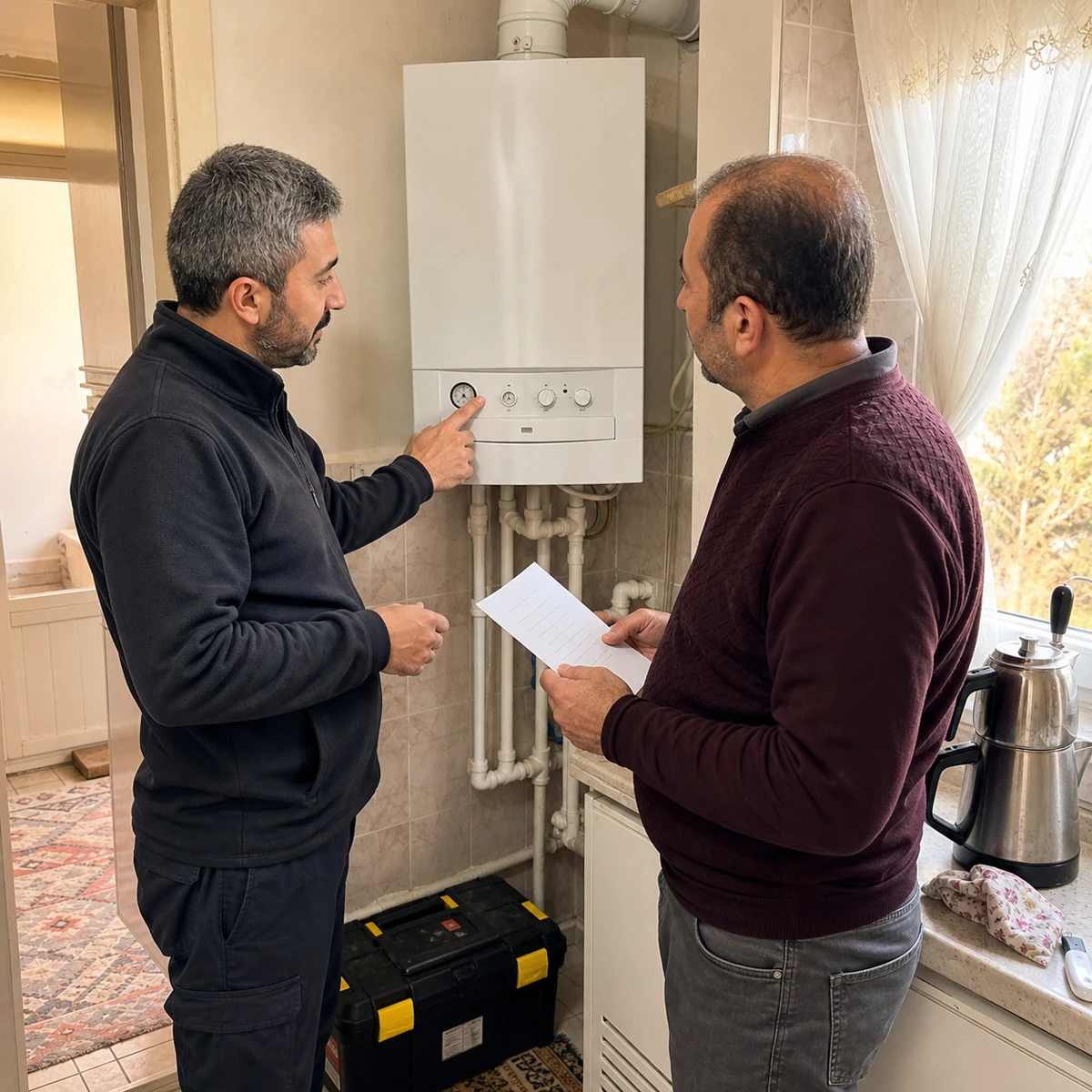 Kullanıcıya Güvenli Kullanım Bilgilendirmesi için temsilî kombi ve iklimlendirme görseli